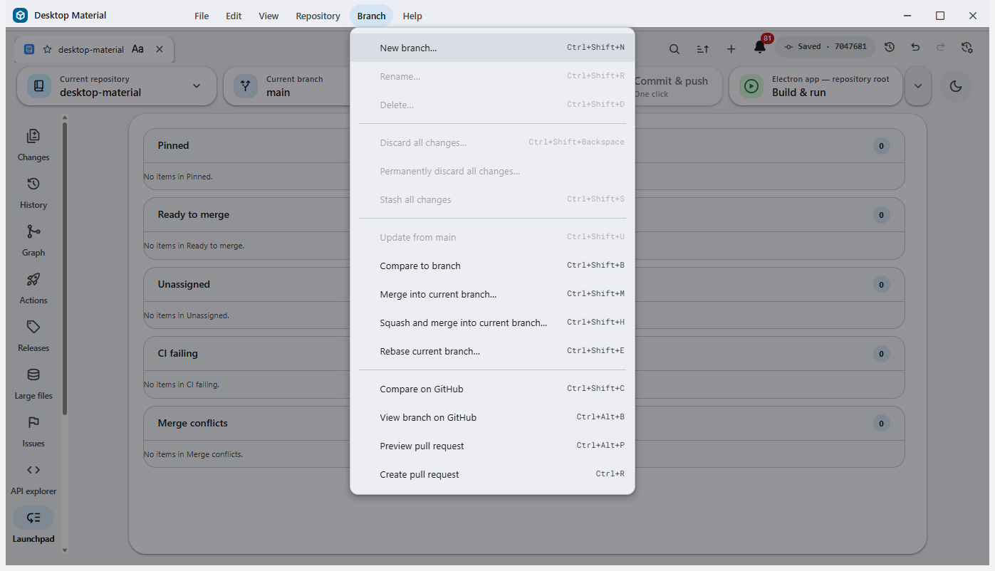 Desktop Material screenshot classic-chrome-branch-menu.png. The Feature Gallery records no alt text and no caption describing this frame.
