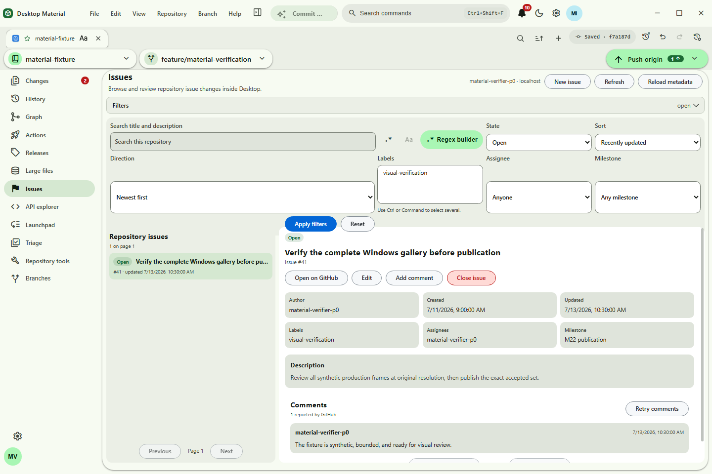 GitHub issue detail and lifecycle controls