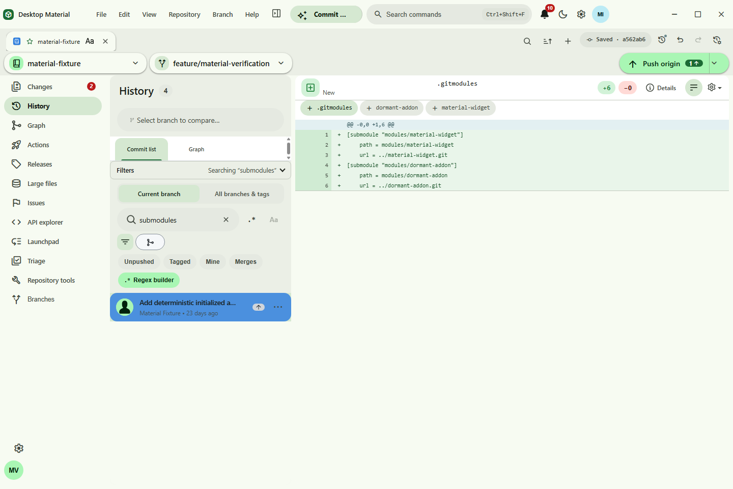 History search and graph