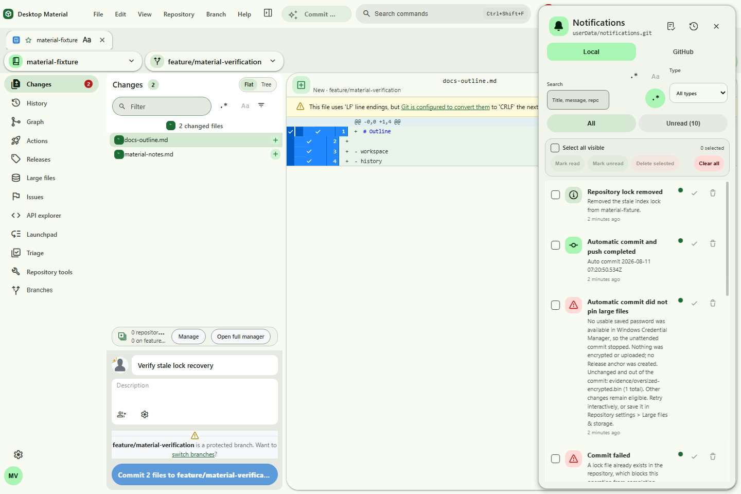 Git-backed notification centre