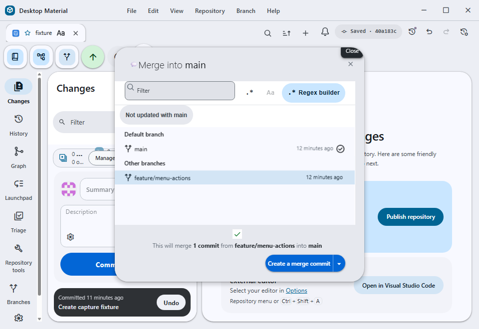 Merge into main preview opened from a linked worktree menu