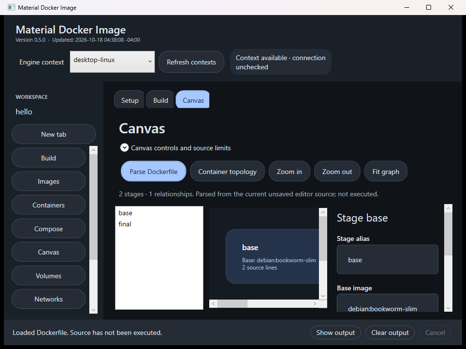 Native WPF Dockerfile Canvas at the minimum supported window size